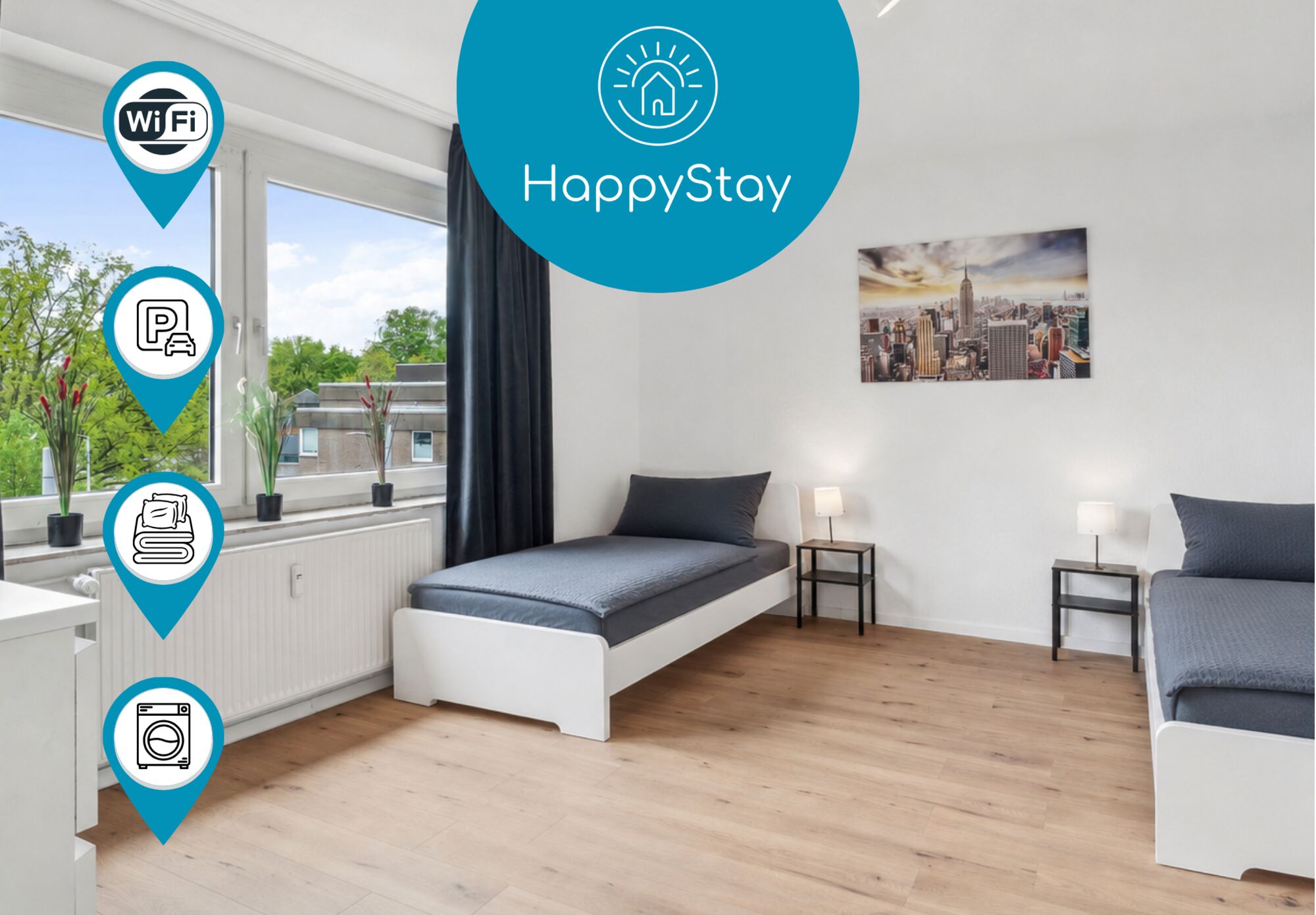 HappyStay bietet komfortable Unterkünfte für Handwerker und Monteure, abgestimmt auf ihre Bedürfnisse im Arbeitsalltag. HappyStay bietet komfortable Unterkünfte für Handwerker und Monteure, abgestimmt auf ihre Bedürfnisse im Arbeitsalltag.