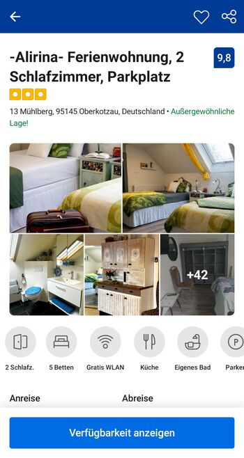 ALiRiNA Ferienwohnung bei Hof/Saale – 2 SZ, 4 Einzelbetten Bild 1 ALiRiNA Ferienwohnung bei Hof/Saale – 2 SZ, 4 Einzelbetten Bild 1