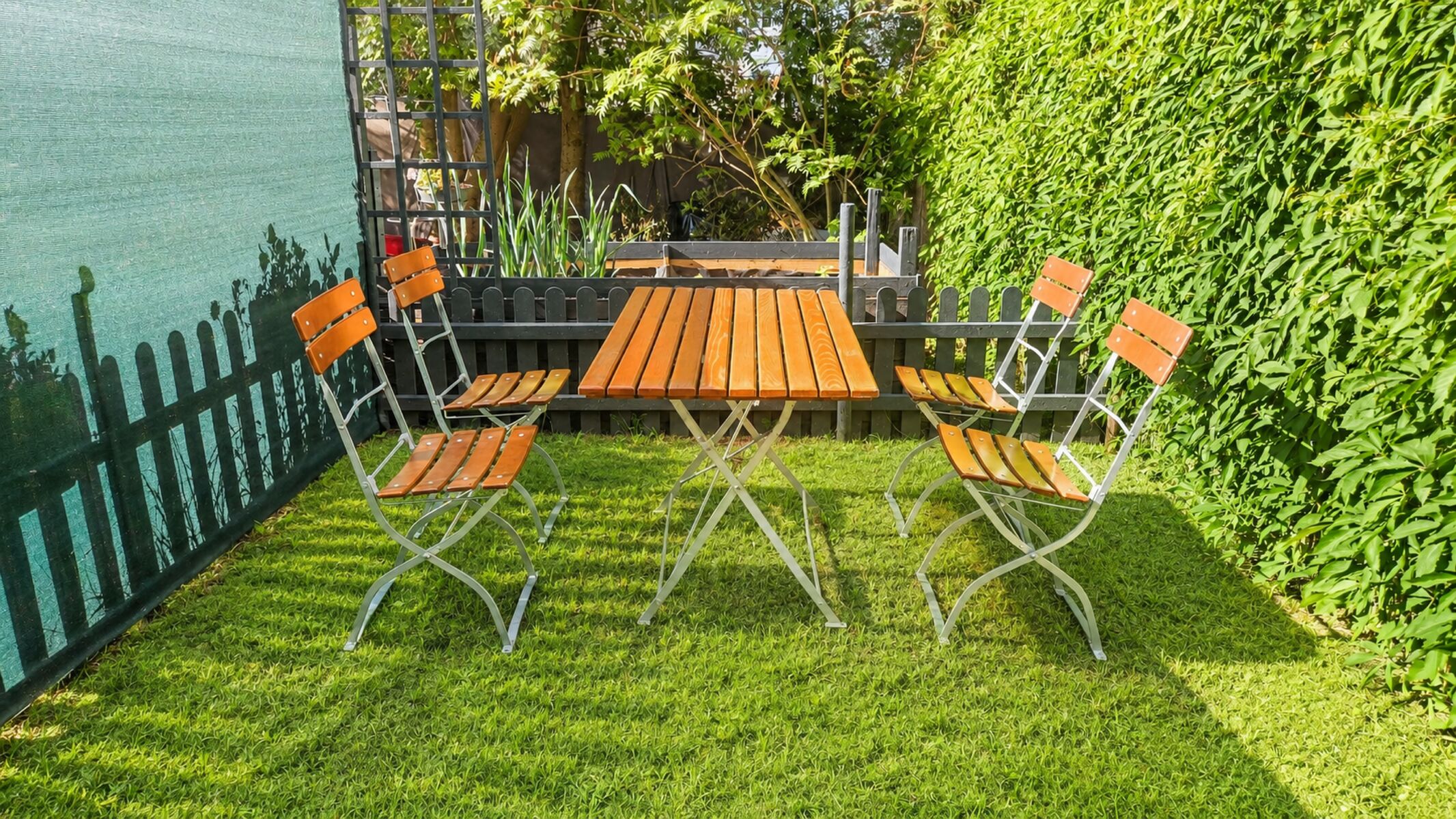 Sitzecke im Garten für Gäste 