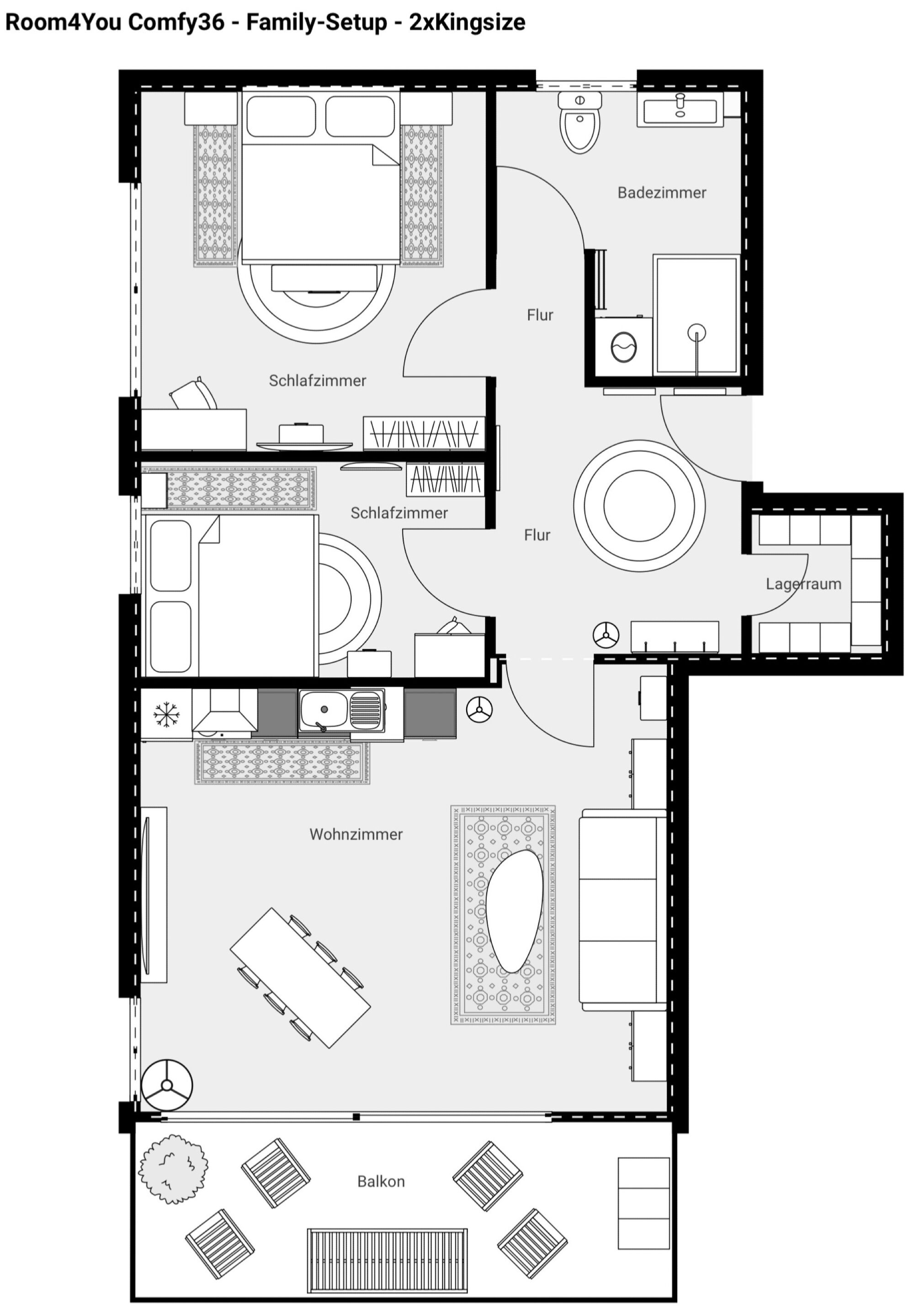 Flex4: 2x Kingsize plus Schlafsofa