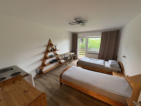 Wohnung 2: Zimmer mit Kochnische und Balkon