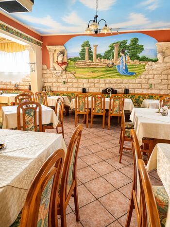 Unser Restaurant ist mittwochs bis freitags und sonntags ab 17:30 Uhr geöffnet. Wir bieten Speisen wie Pizza ab 7 € und Fleischgerichte Gyros mit Pommes und Salat ab 14.30€ an