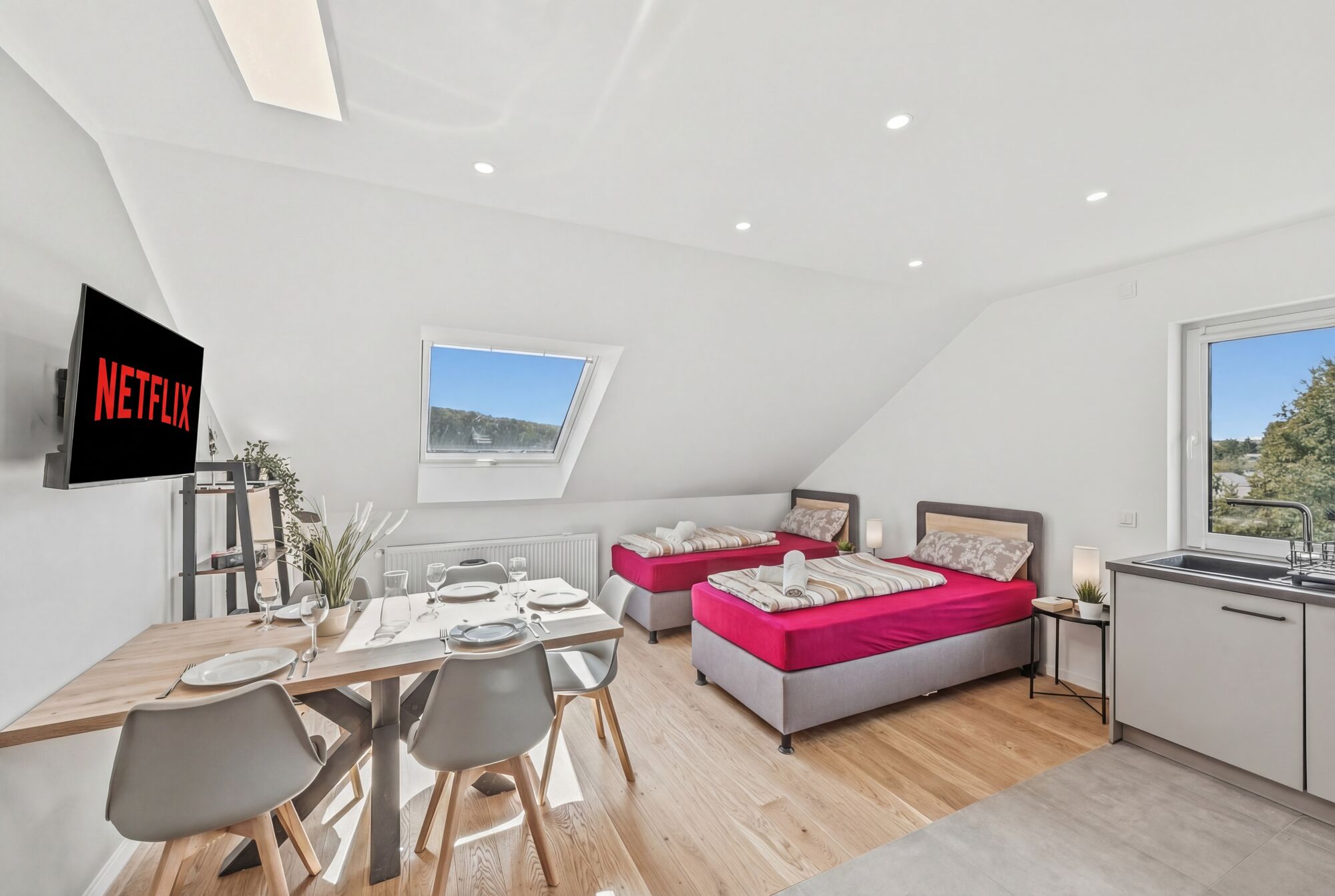 Offener Wohn-Schlaf-Bereich – großzügig bemessen, kein Durchgangszimmer