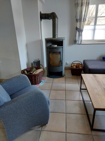 Wohnzimmer Kaminofen Apartment 1