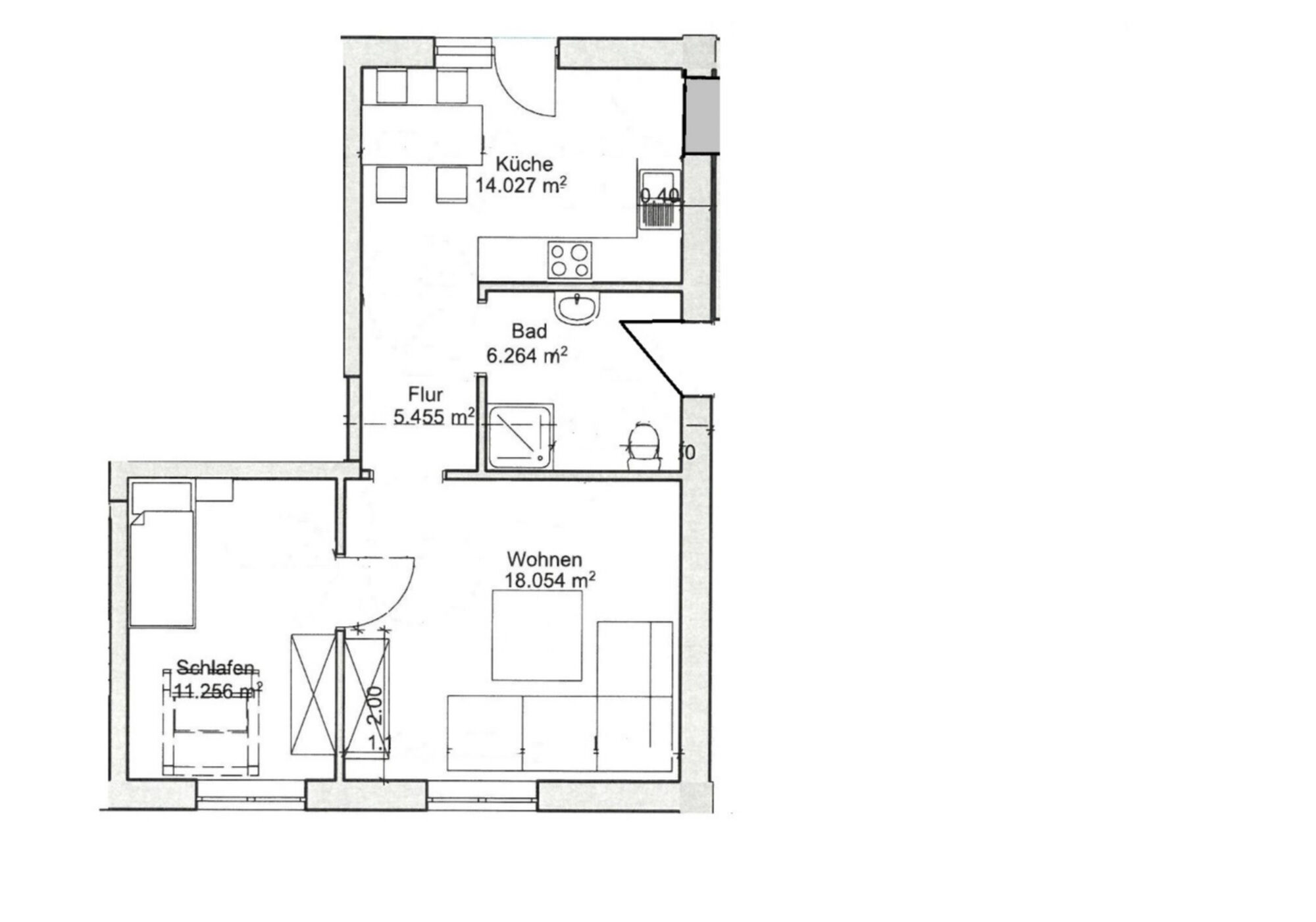 Whg 2 mit 2 Doppelzimmern und 4 Betten 