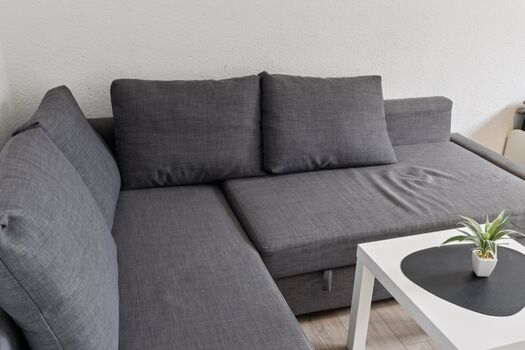 Gemütliches Sofa mit Schlaffunktion für zusätzliche Schlafmöglichkeiten.