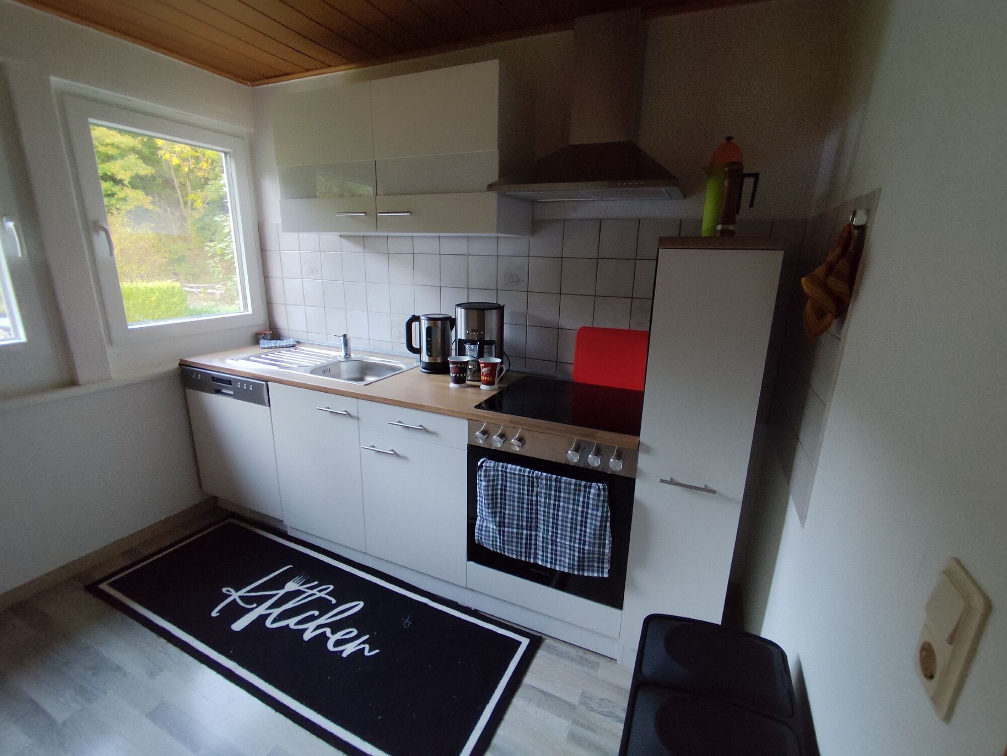 Küchenzeile mit Spülmaschine, Backofen und Herd