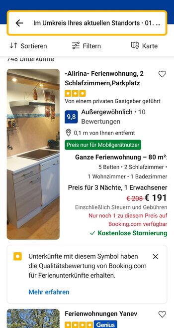 Sie finden mich auch auf Booking.com mit besste Bewertungen. 