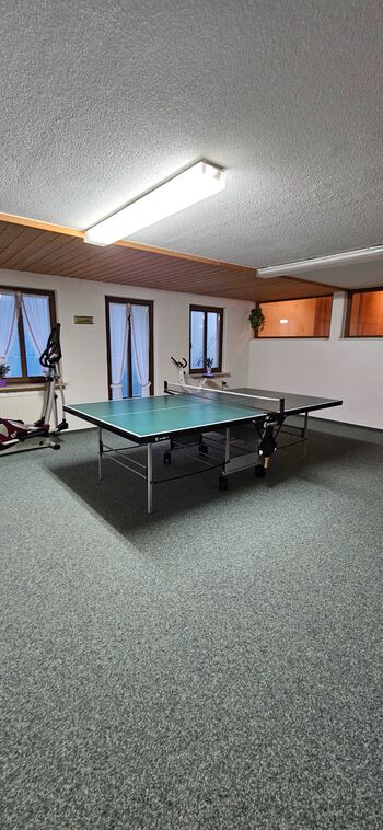 Tischtennisplatte und Fitnessgeräte