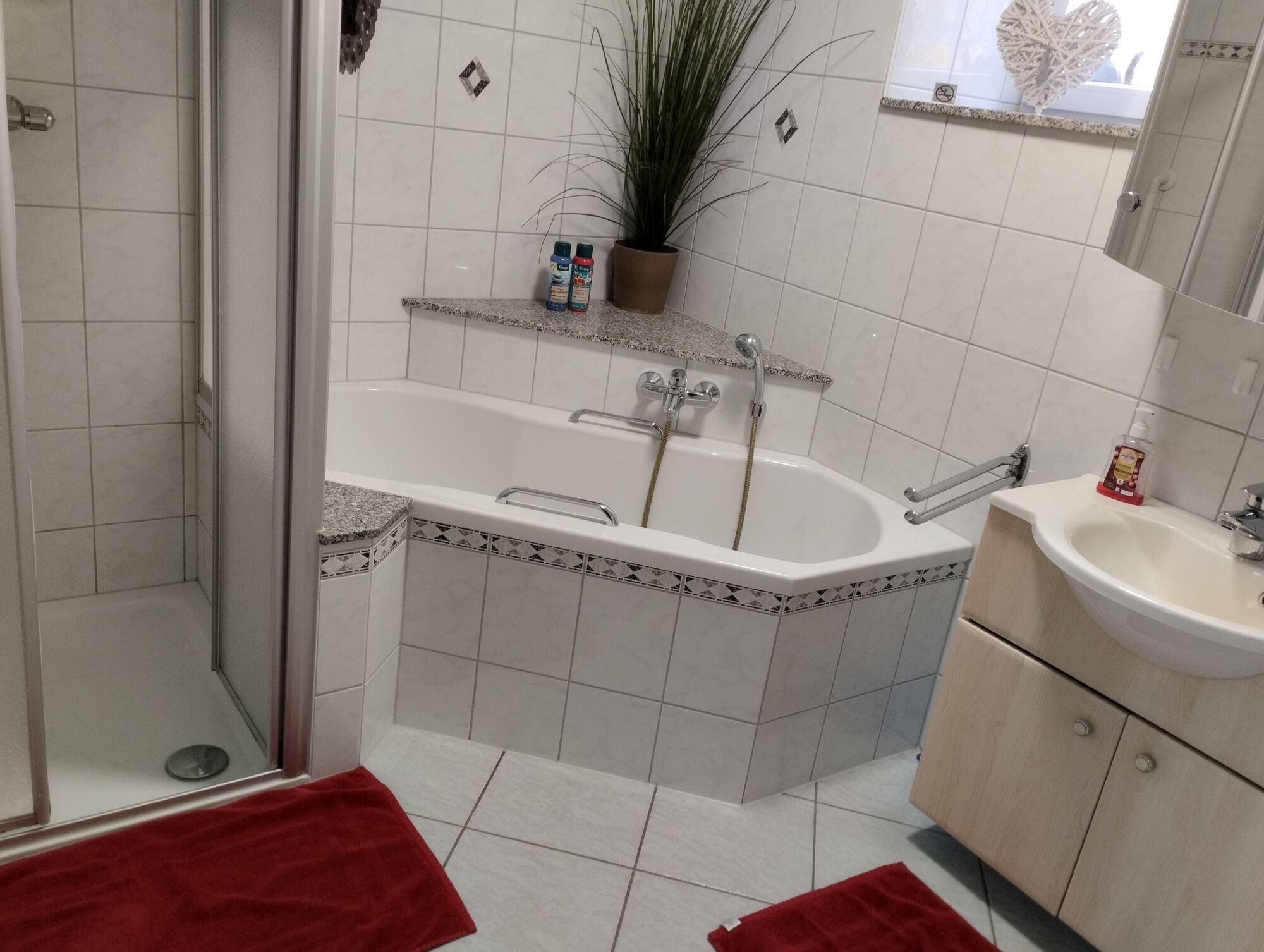 mit ebenerdiger Dusche und Waschtrockner