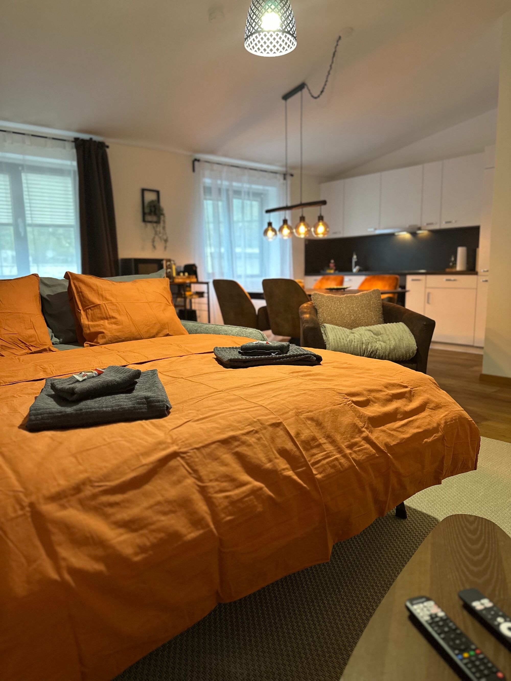 Wohn und Essbereich mit Schlafsofa