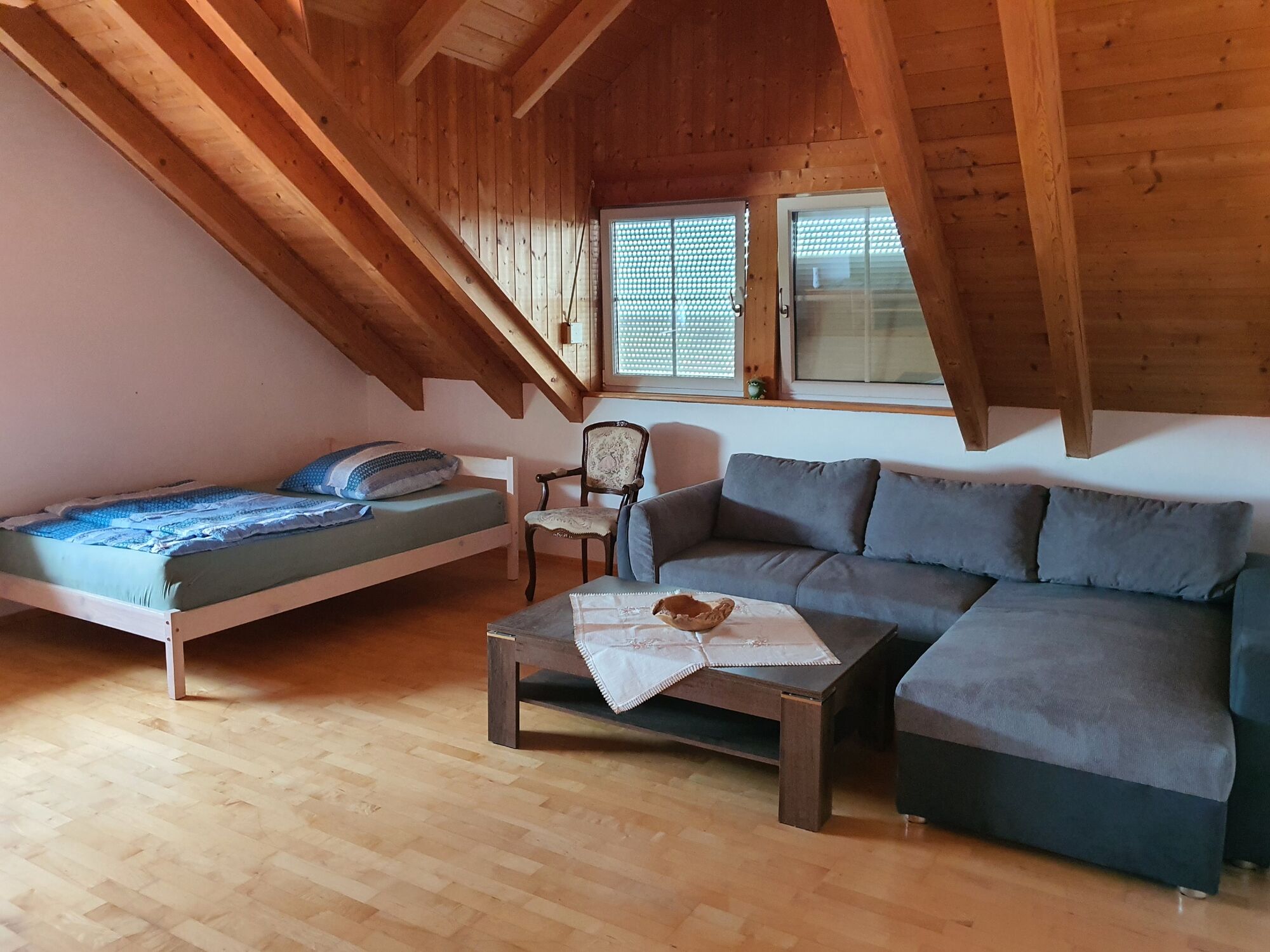 Wohnzimmer mit Bett und Schlafsofa