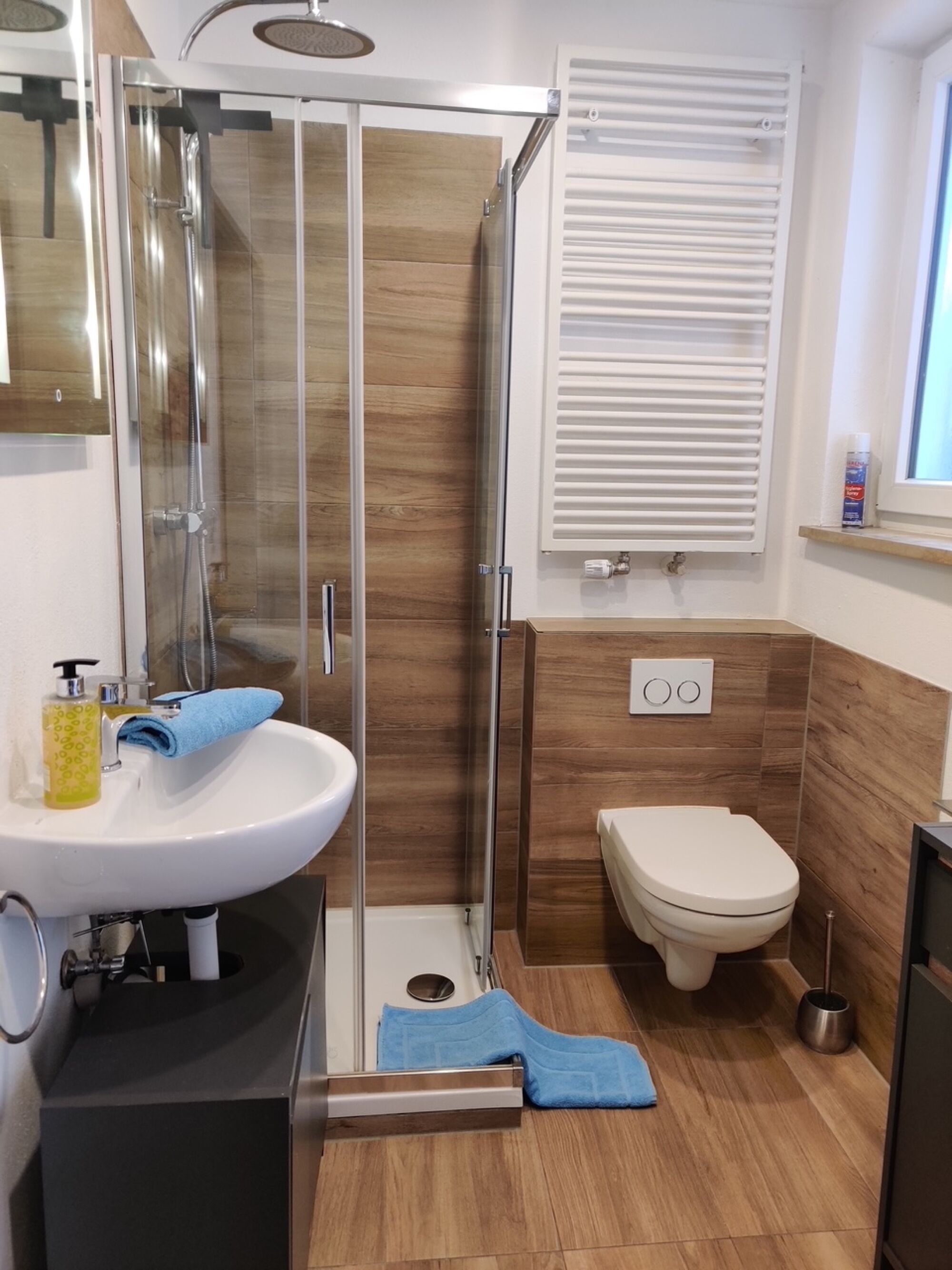 Seife, Handtücher, Toilettenpapier - alles da