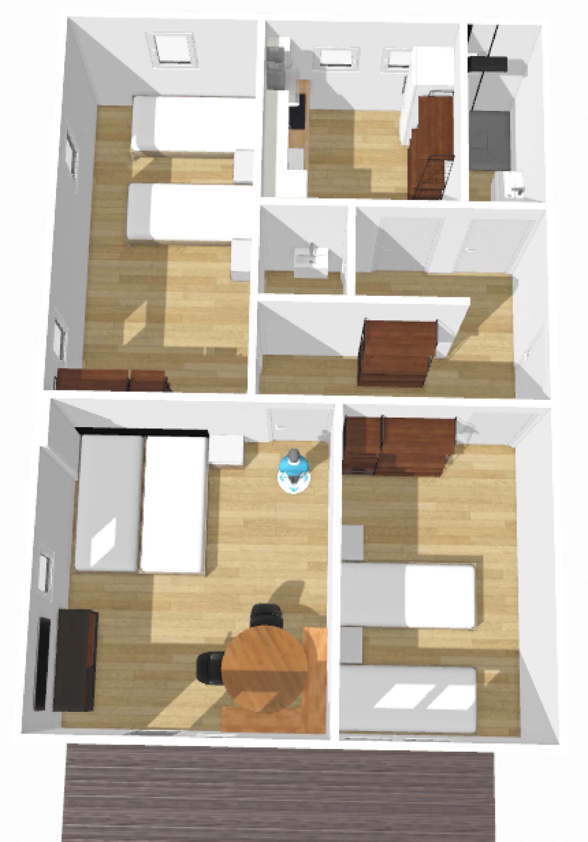 Übersichtlicher Grundriss der Wohnung.