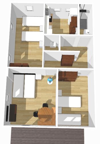 Übersichtlicher Grundriss der Wohnung.