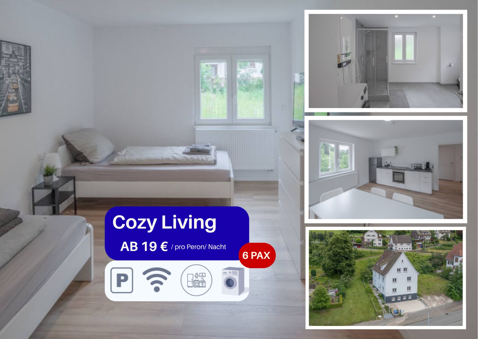 Moderne Schlafzimmer mit Einzelbetten