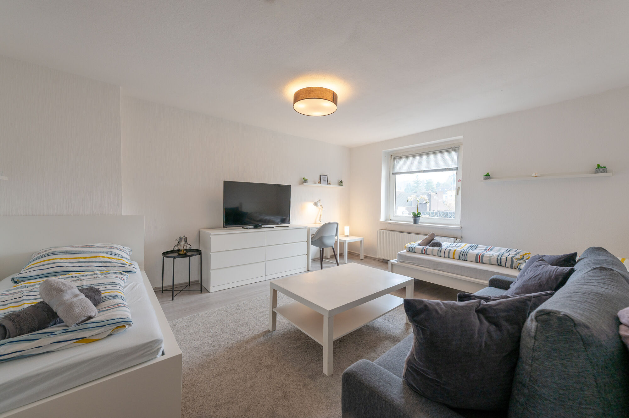 Wohnung 2: 2 Einzelbetten (Wohnzimmer)
