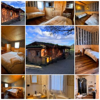 Ranchhaus für 4 Personen, Einzelbetten möglich, 2 SZ, 1 Wohnküche, Bad, überdachte Terrasse, Parkplatz, WLAN, sep. Waschmaschine/Trockner 